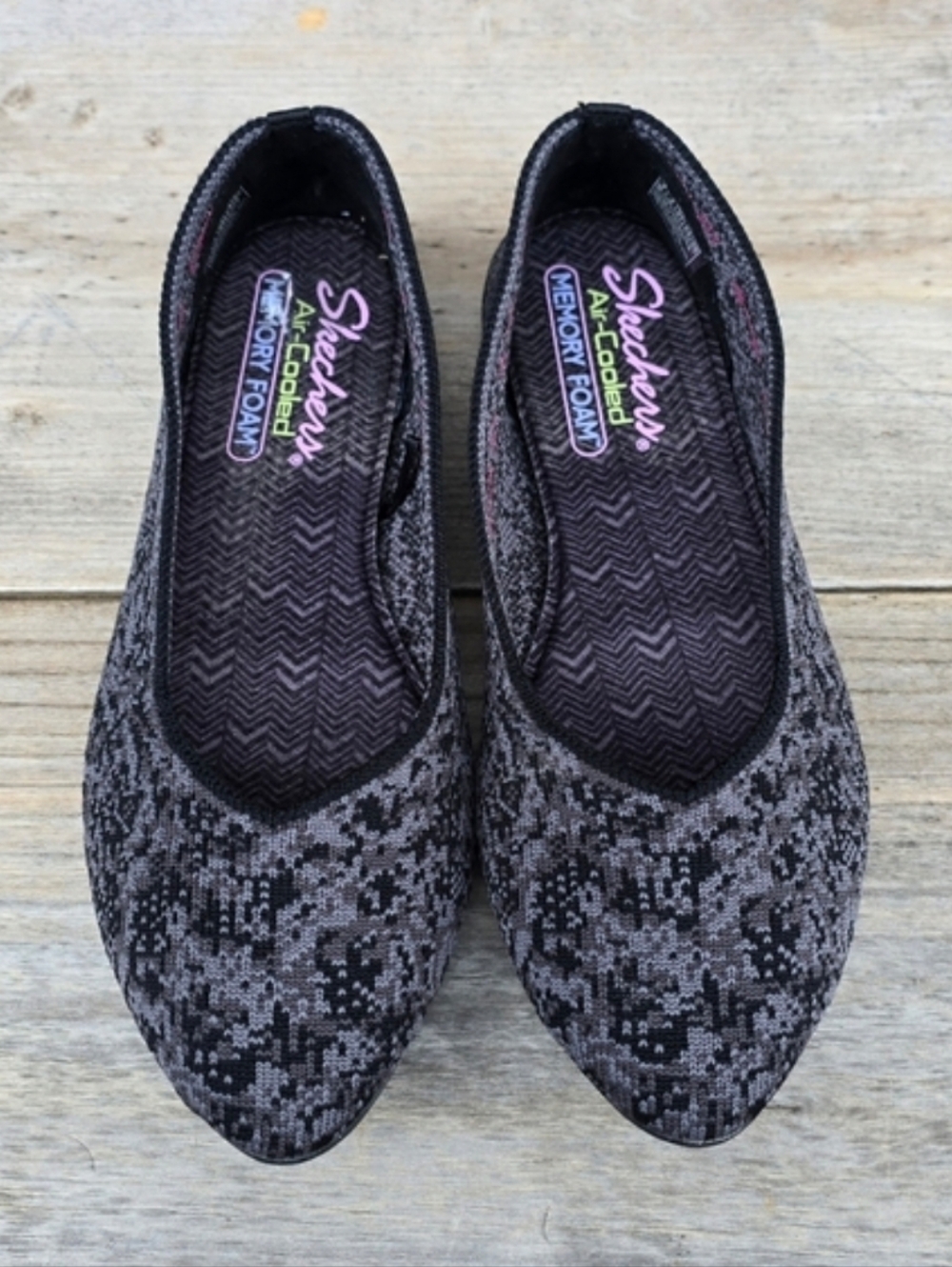 Skechers Cleo Camo Girl Strech Knit Pointed Toe Comfort Ballet Flats 7M